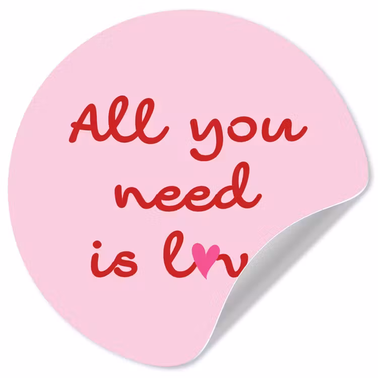 Behangcirkel - Tekst - Roze - Love - Hart — 1