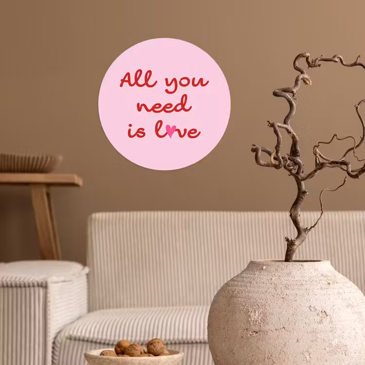 Behangcirkel - Tekst - Roze - Love - Hart — 2