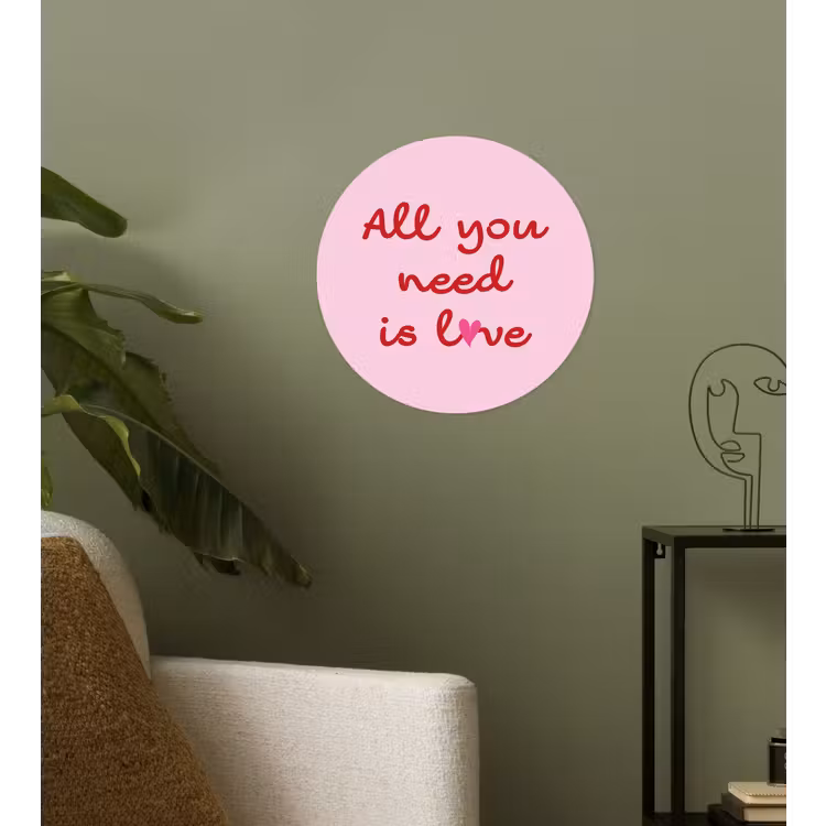 Behangcirkel - Tekst - Roze - Love - Hart — 3