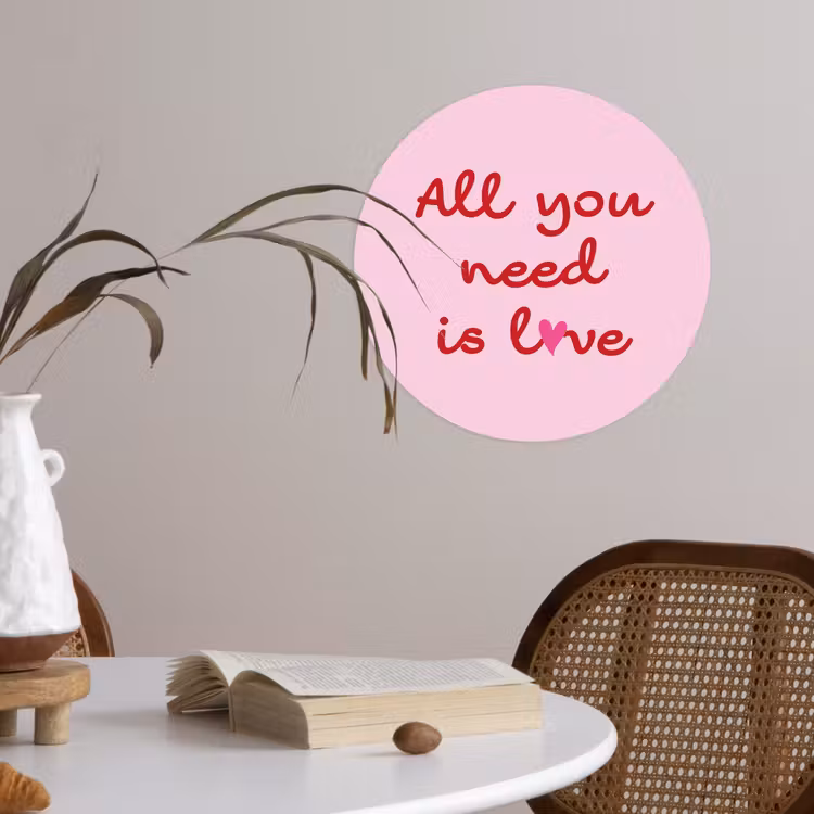 Behangcirkel - Tekst - Roze - Love - Hart — 4