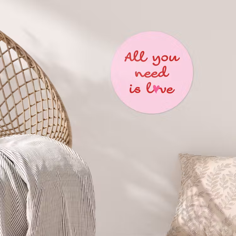 Behangcirkel - Tekst - Roze - Love - Hart — 5