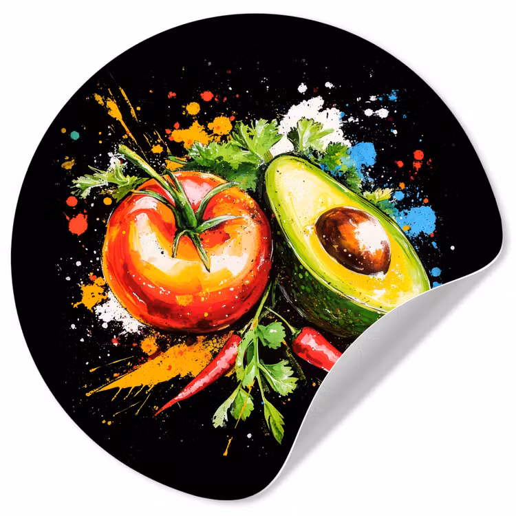 Behangcirkel - Tomaat - Avocado - Peper - Graffiti - Verf - Modern — 1