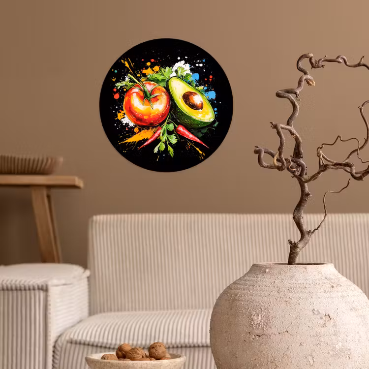 Behangcirkel - Tomaat - Avocado - Peper - Graffiti - Verf - Modern — 2