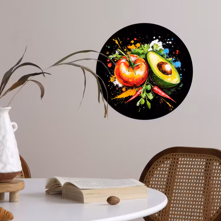 Behangcirkel - Tomaat - Avocado - Peper - Graffiti - Verf - Modern — 4
