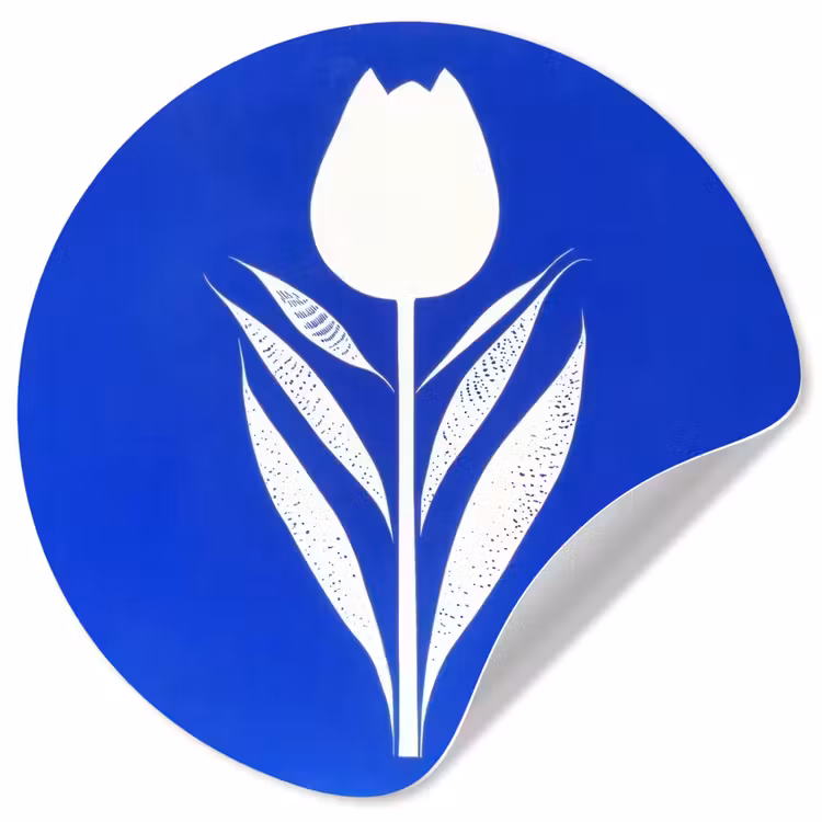Behangcirkel - Tulp - Minimalistisch - Bladeren - Wit — 1