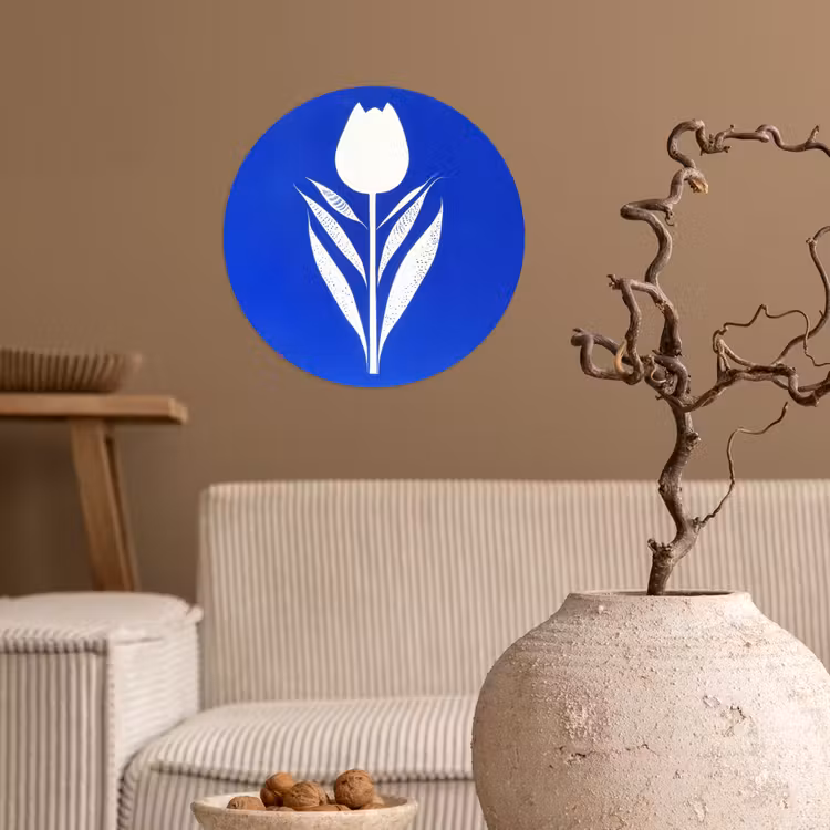 Behangcirkel - Tulp - Minimalistisch - Bladeren - Wit — 2