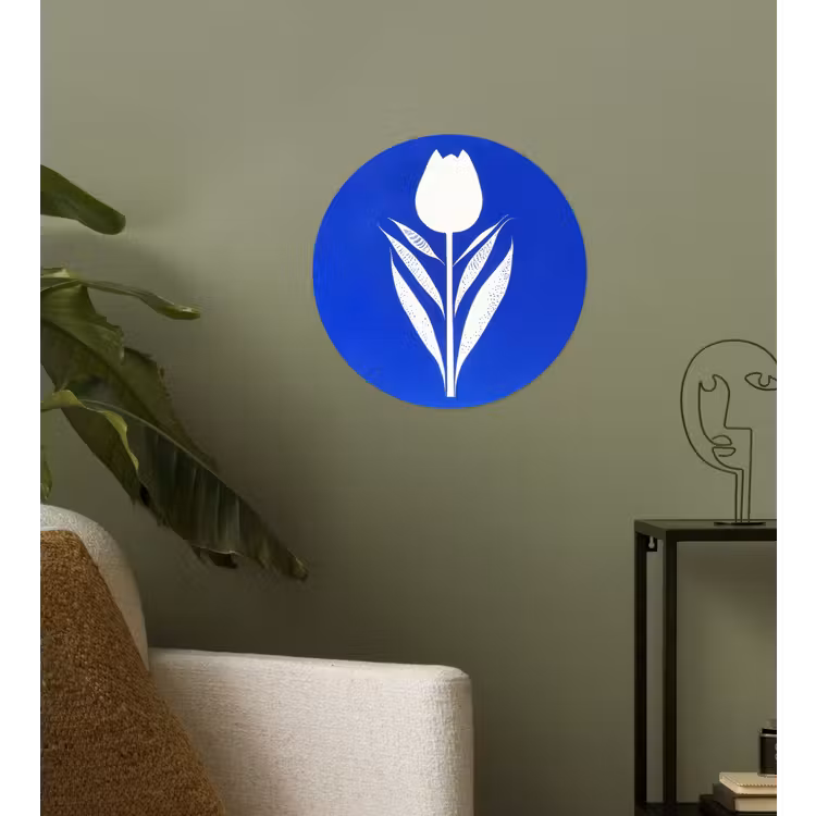 Behangcirkel - Tulp - Minimalistisch - Bladeren - Wit — 3