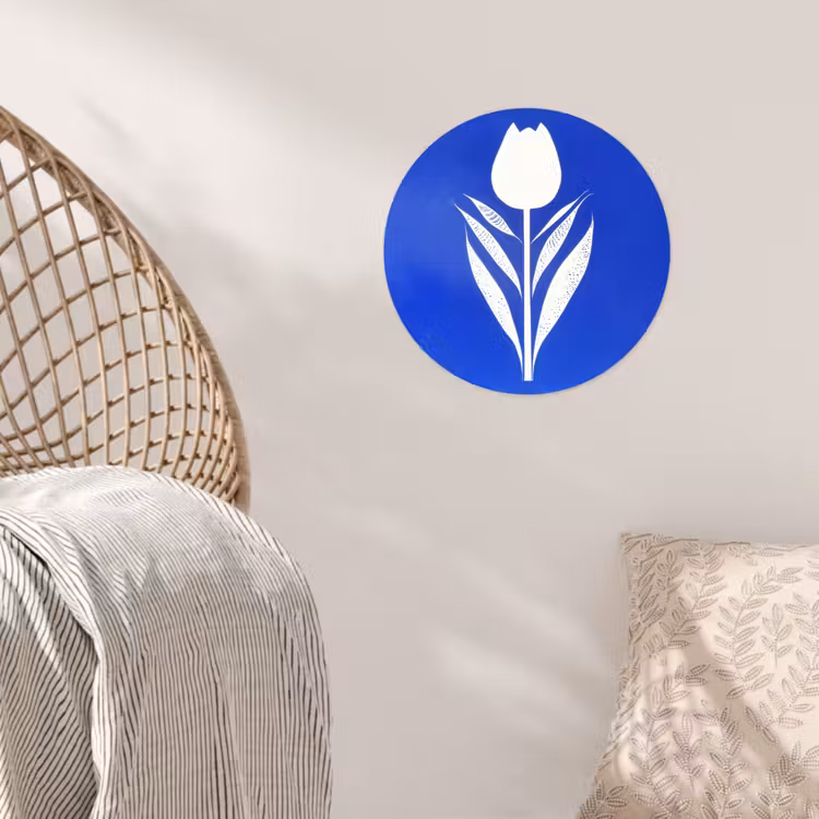 Behangcirkel - Tulp - Minimalistisch - Bladeren - Wit — 5