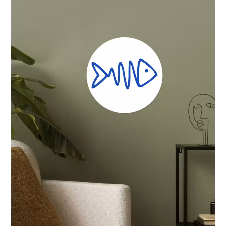 Behangcirkel - Vis - Minimalistisch - Blauw - Lijn — 3
