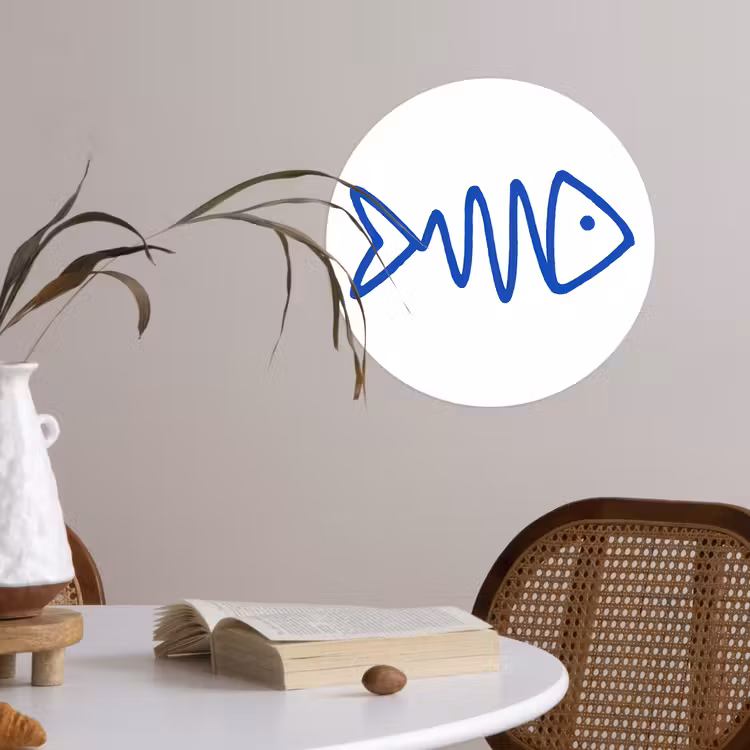 Behangcirkel - Vis - Minimalistisch - Blauw - Lijn — 4