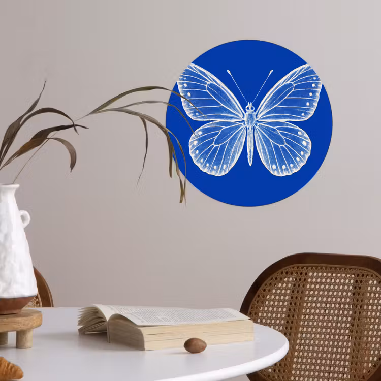 Behangcirkel - Vlinder - Wit - Getekend - Stippen — 4