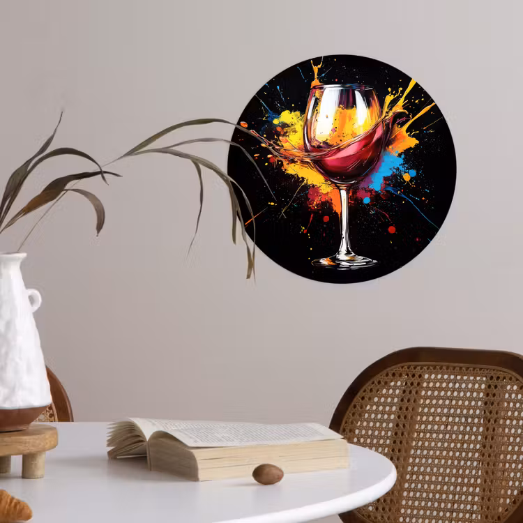 Behangcirkel - Wijn - Glas - Graffiti - Borrel - Rood - Verf — 4