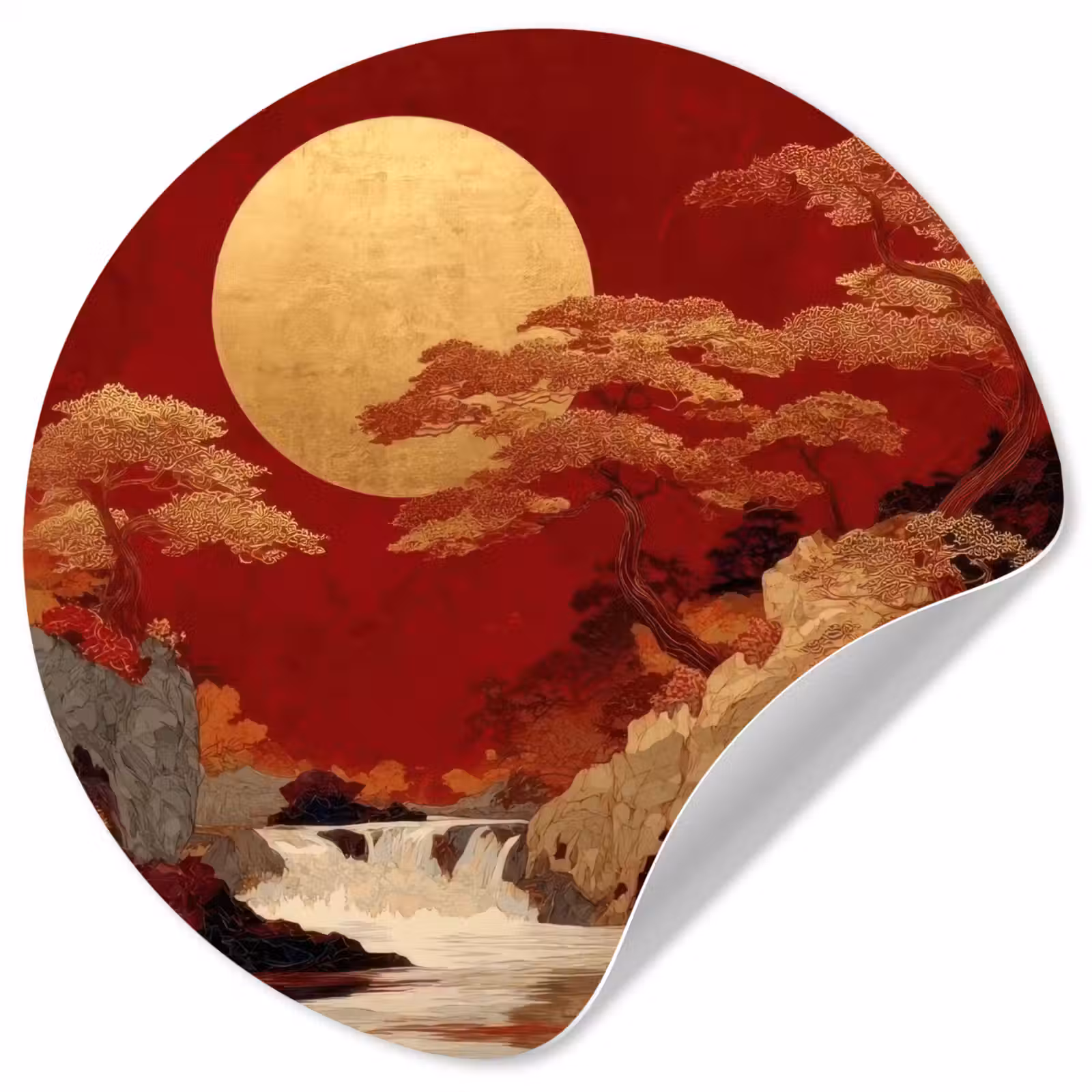 Behangcirkel - Volle maan - Landschap - Waterval — 1