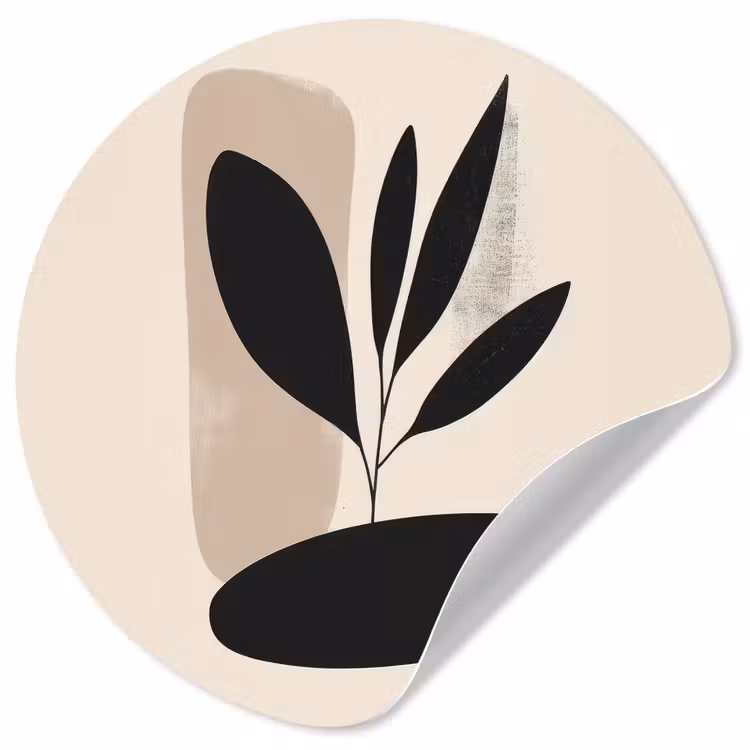 Behangcirkel - Plant - Beige - Japandi — 1