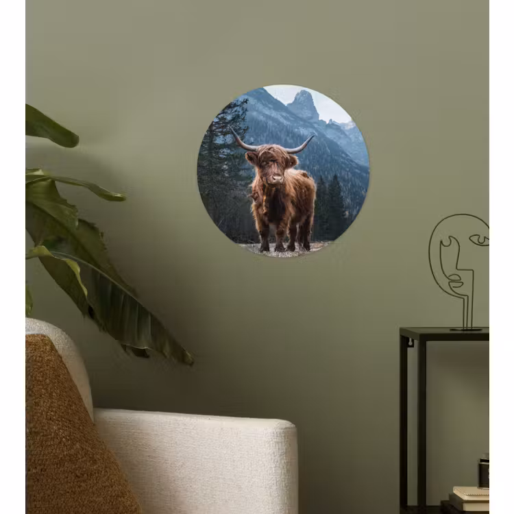 Behangcirkel - Schotse hooglander - Berg - Landschap - Bomen - Koe - Natuur — 3