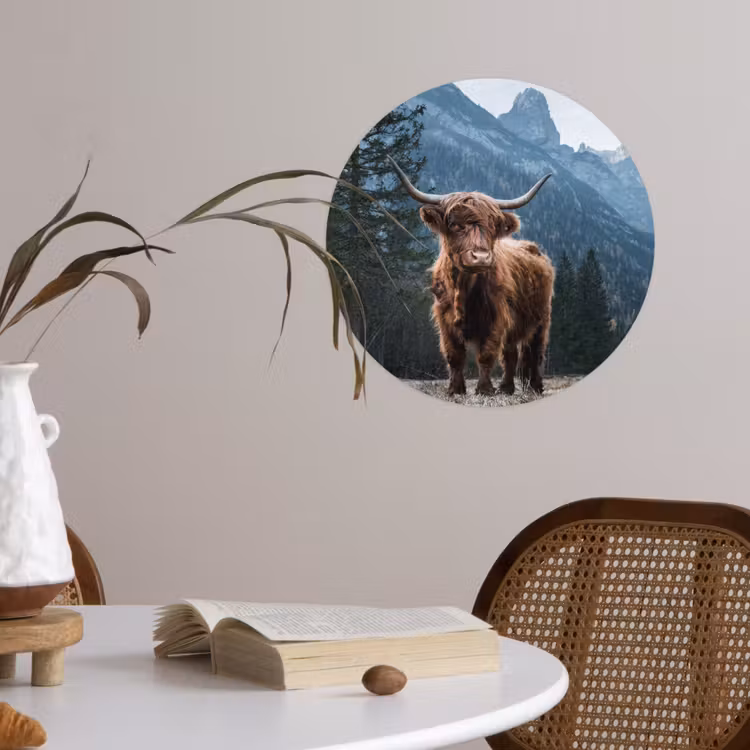 Behangcirkel - Schotse hooglander - Berg - Landschap - Bomen - Koe - Natuur — 4