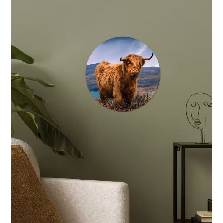 Behangcirkel - Schotse Hooglander - Berg - Water - Natuur - Koe — 3