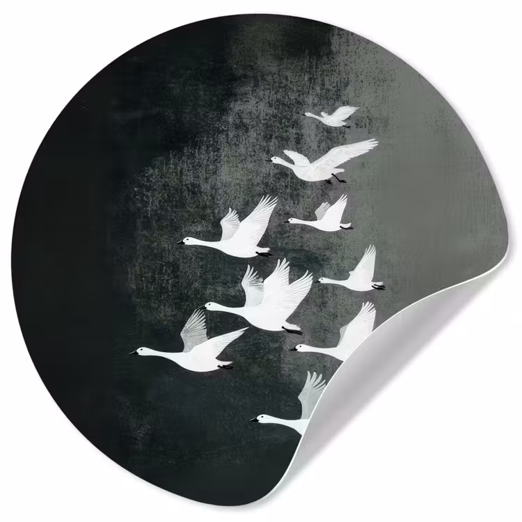 Behangcirkel - Vogel - Japandi - Groen — 1