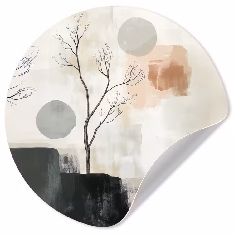 Behangcirkel - Wabi sabi - Beige - Plant — 1