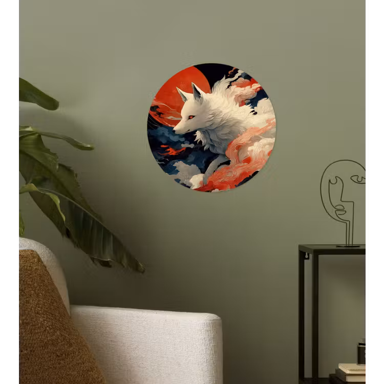 Behangcirkel - Witte vos - wolken - maan — 3