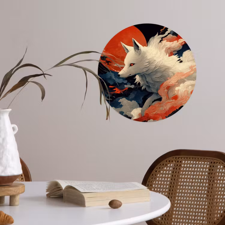 Behangcirkel - Witte vos - wolken - maan — 4