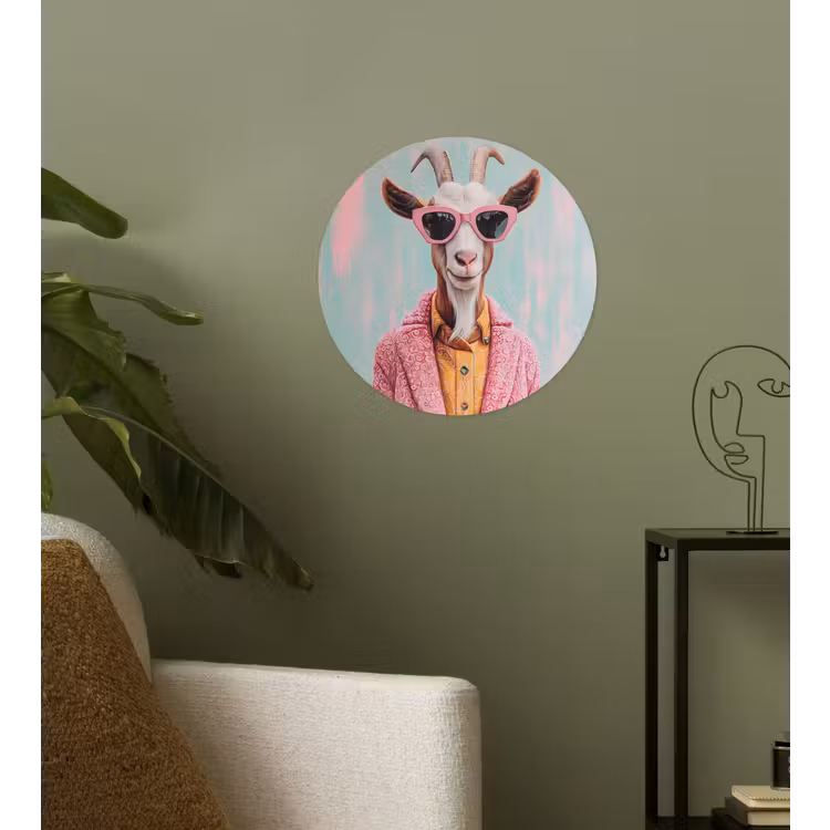 Behangcirkel - Zonnebril - Roze - Geit - Horen — 3