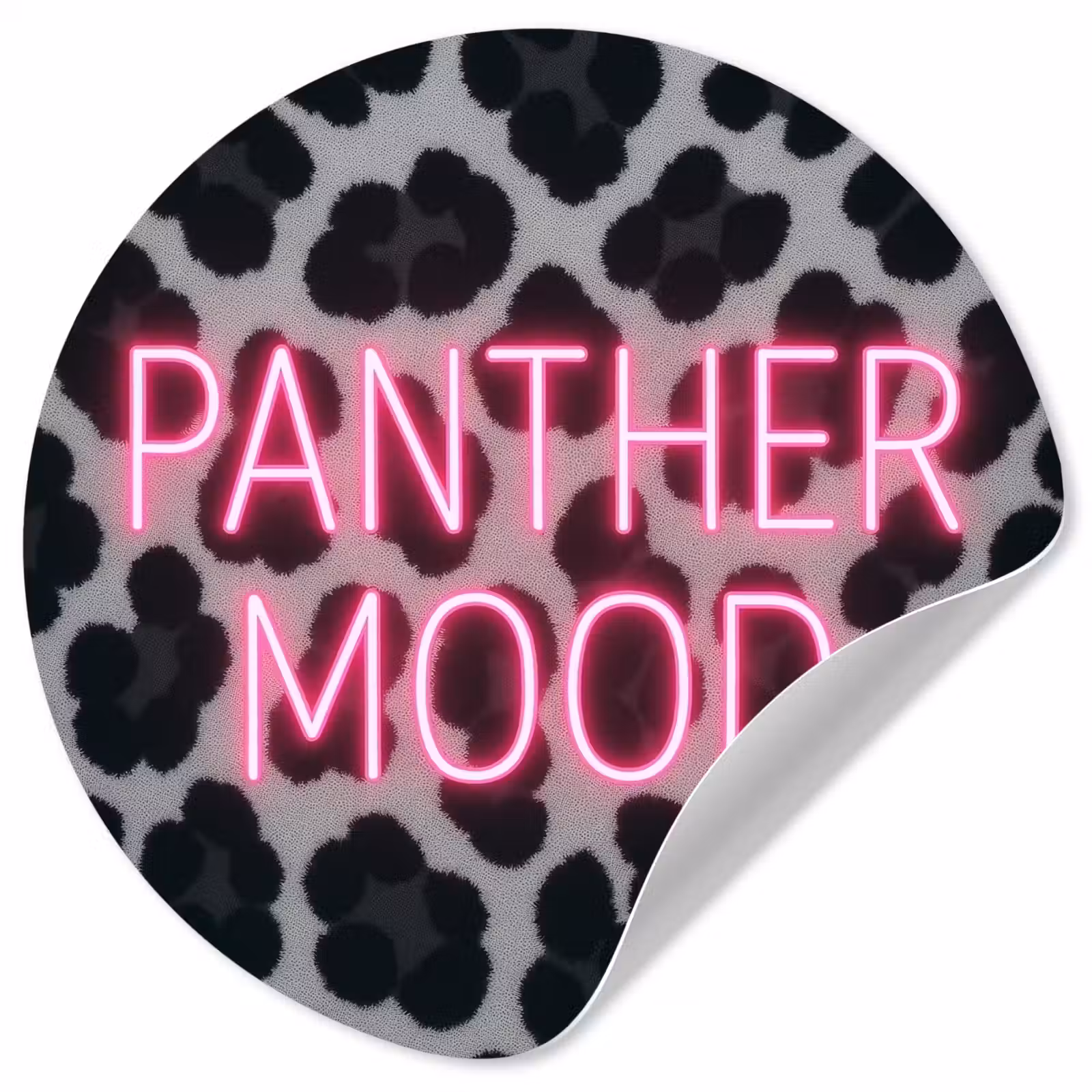 Behangcirkel - Panterprint - Zwart - Neonletters - Roze — 1