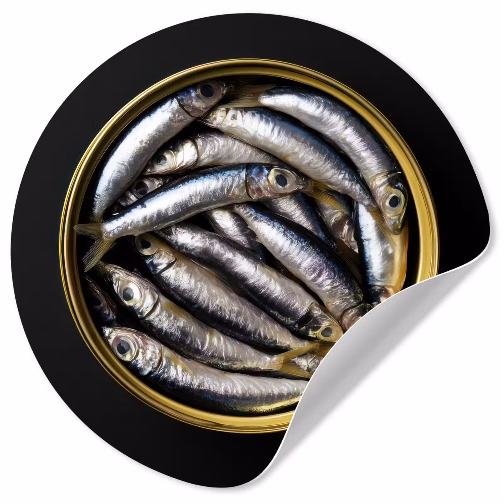 Behangcirkel - Sardines - Vissen - Rond - Zwart — 1