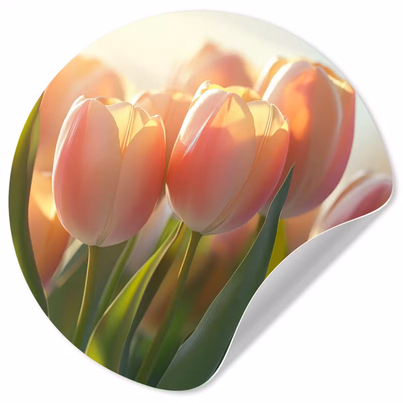 Behangcirkel - Tulpen - Roze - Zonnestralen — 1