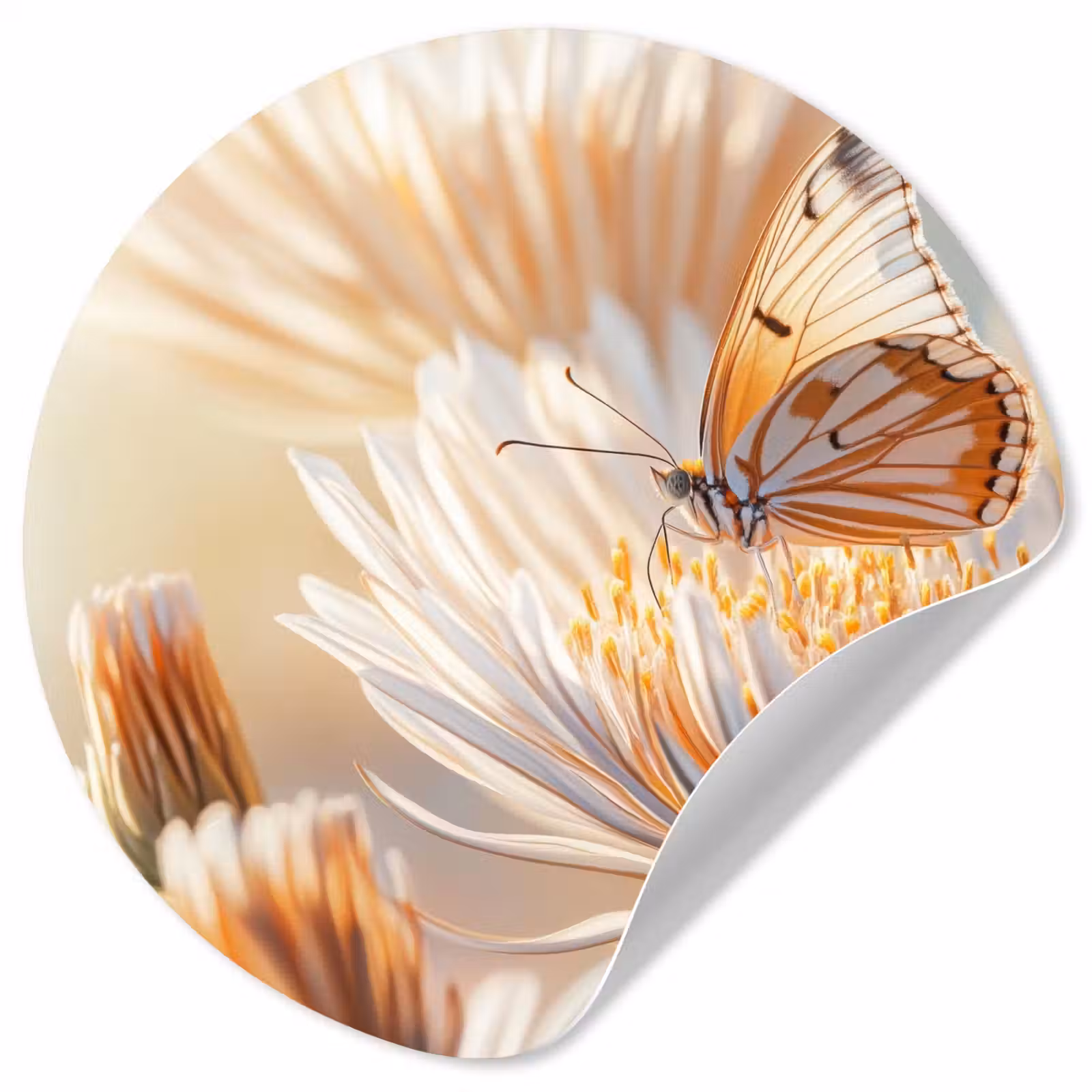 Behangcirkel - Vlinder - Bloem - Oranje — 1