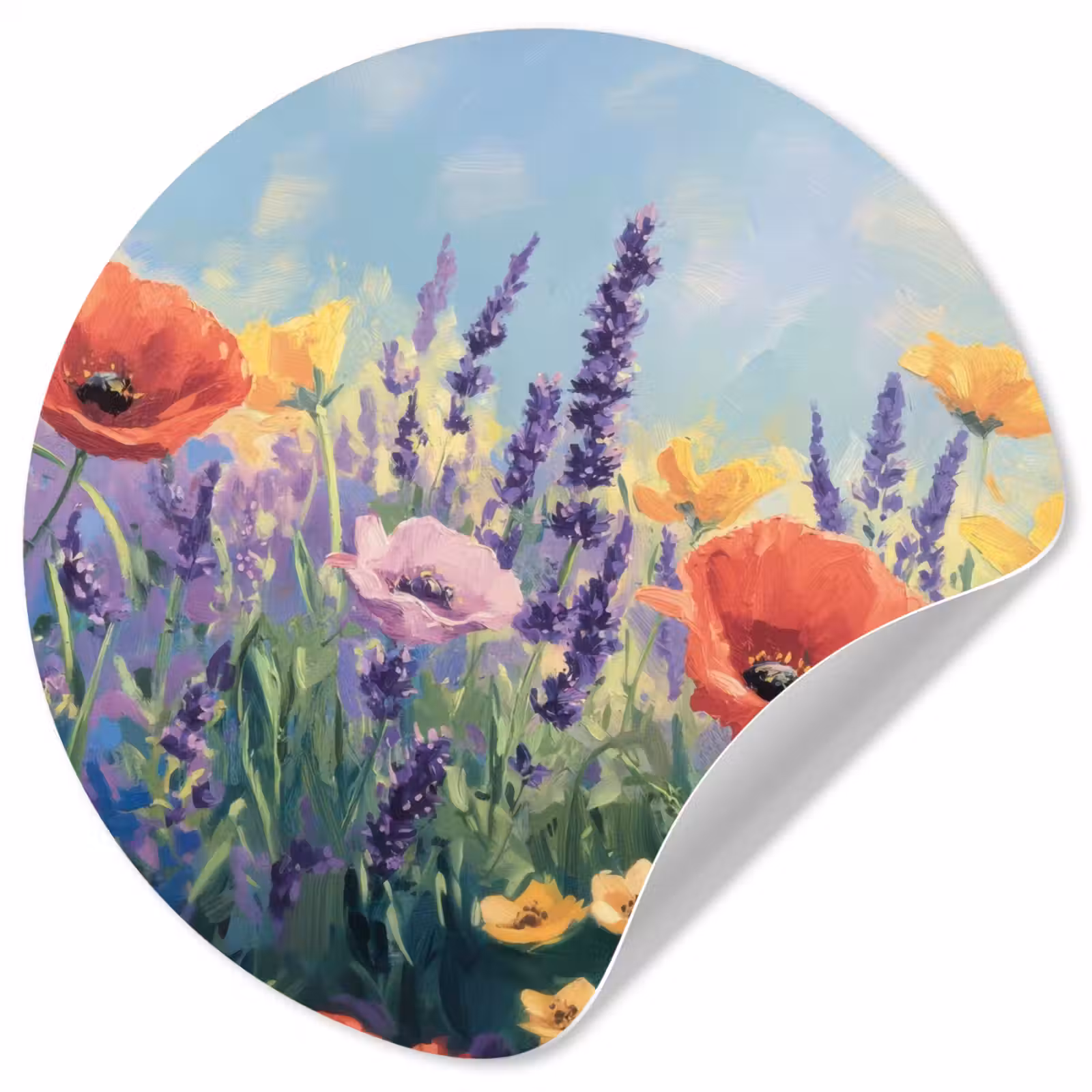 Behangcirkel - Weide - Bloemen - Kleurrijk — 1