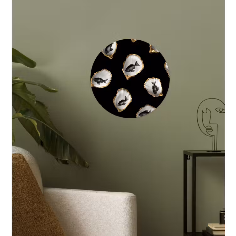 Behangcirkel - Oesters - Zwart - Vissen - Goud — 3