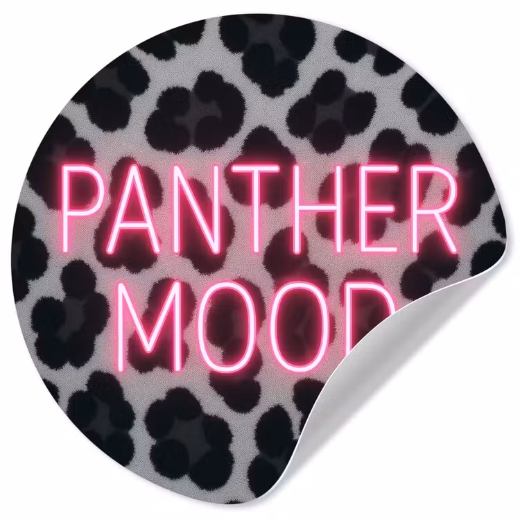 Behangcirkel - Panterprint - Zwart - Neonletters - Roze — 1