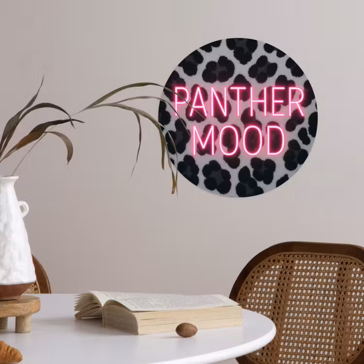 Behangcirkel - Panterprint - Zwart - Neonletters - Roze — 4