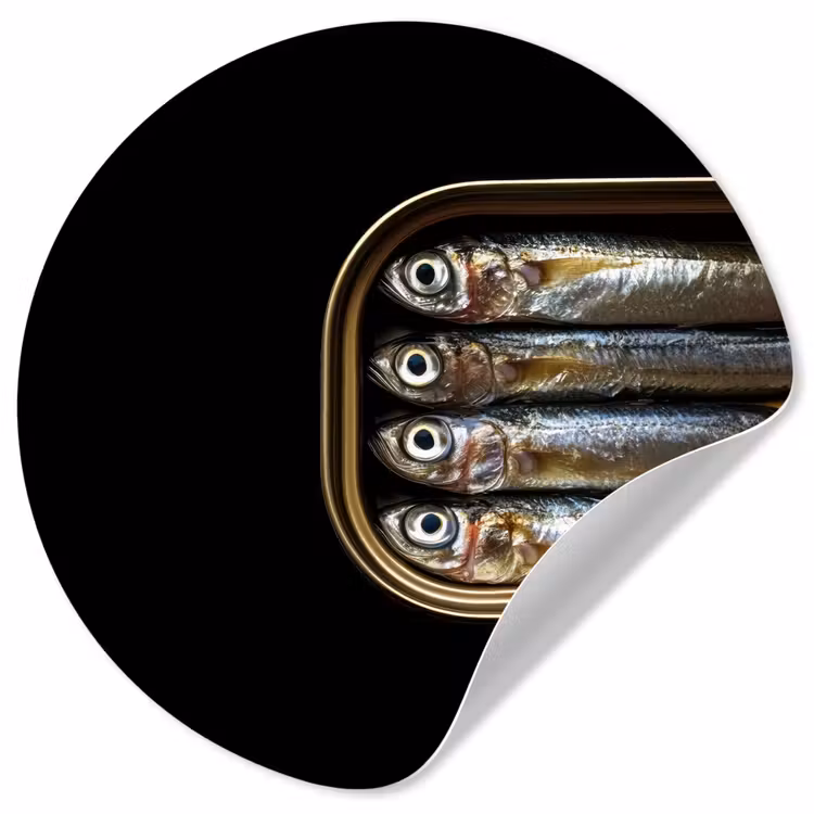 Behangcirkel - Sardines - Blik - Zwart - Vissen — 1