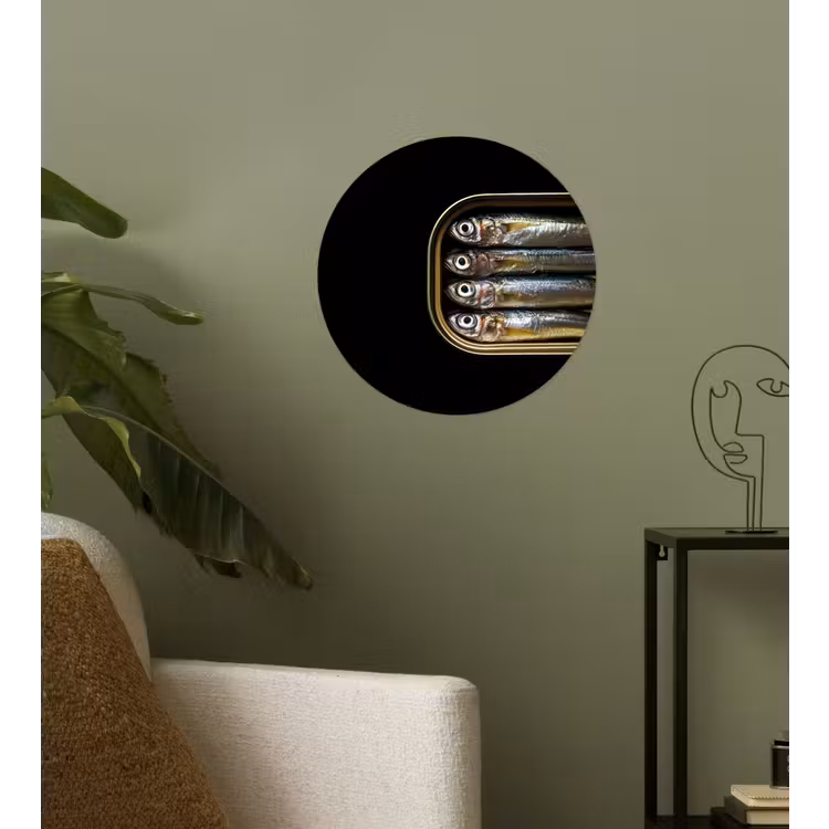 Behangcirkel - Sardines - Blik - Zwart - Vissen — 3