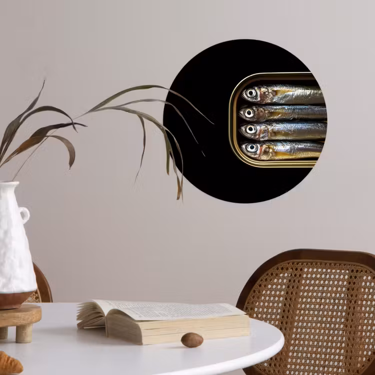 Behangcirkel - Sardines - Blik - Zwart - Vissen — 4