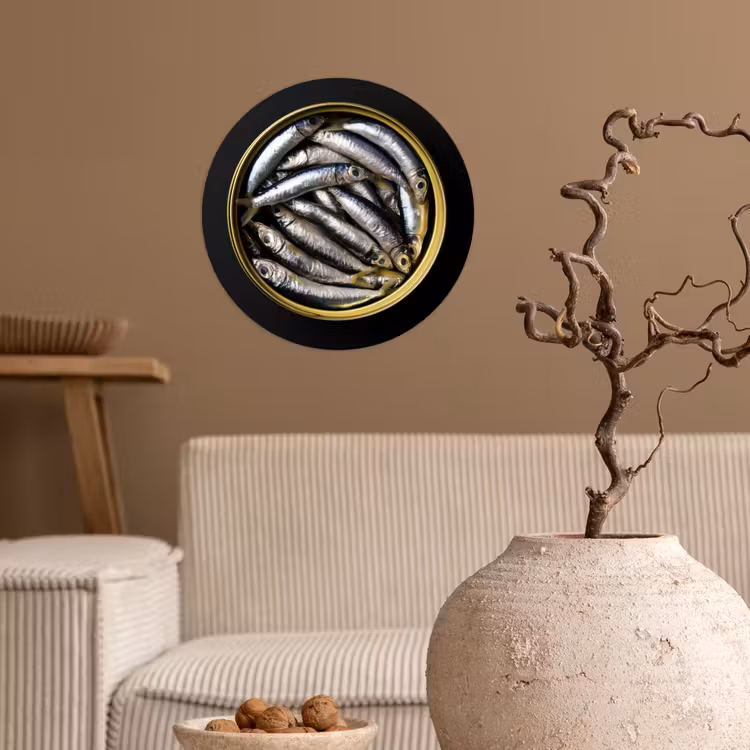 Behangcirkel - Sardines - Vissen - Rond - Zwart — 2