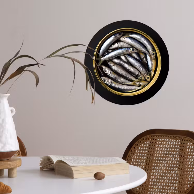 Behangcirkel - Sardines - Vissen - Rond - Zwart — 4