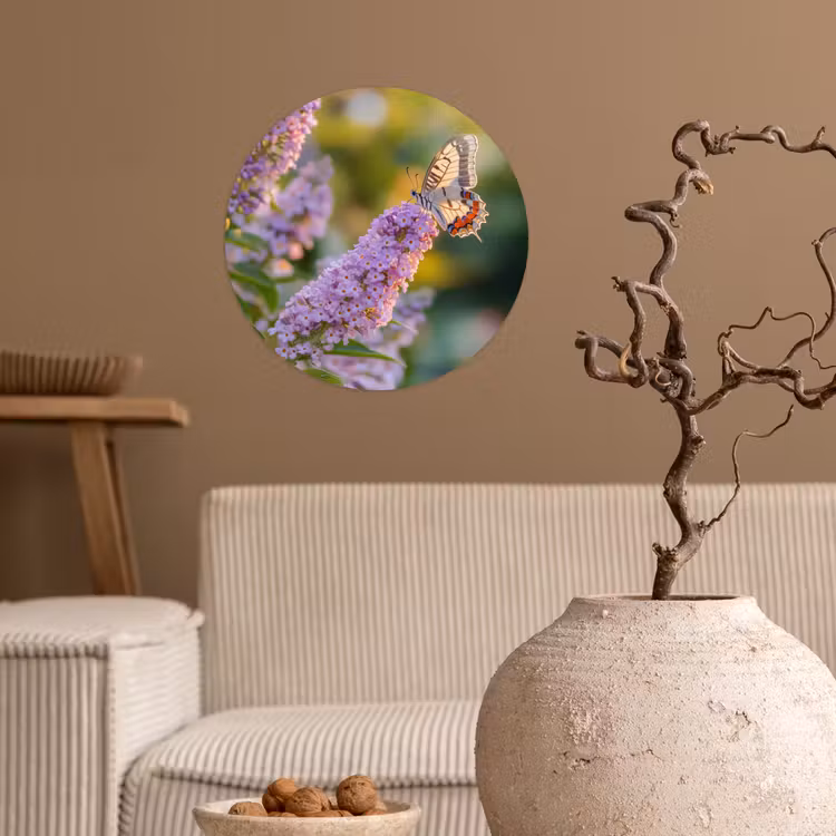 Behangcirkel - Sierlijke - Vlinder - Paarse - Bloemen — 2