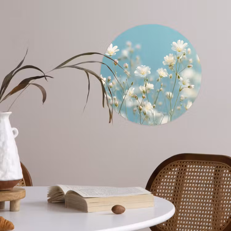 Behangcirkel - Stengels - Bloemen - Lucht - Wit — 4