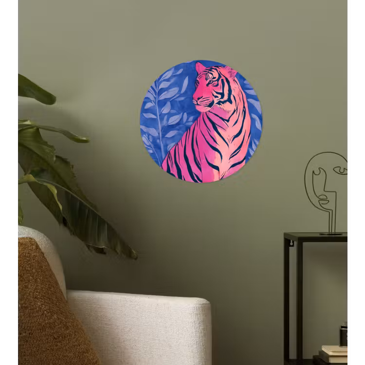 Behangcirkel - Tijger - Roze - Bladeren - Jungle — 3