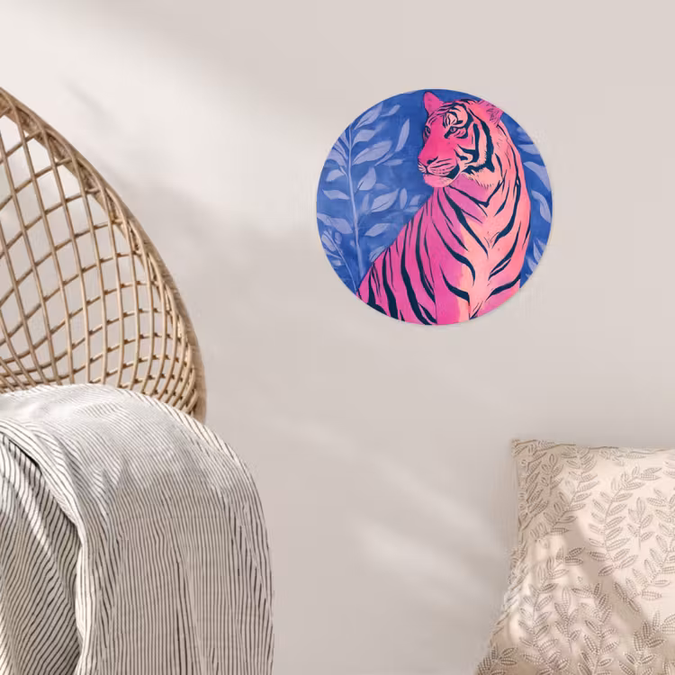 Behangcirkel - Tijger - Roze - Bladeren - Jungle — 5