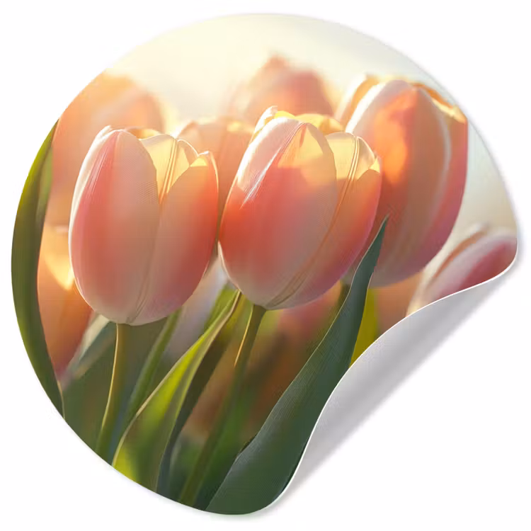 Behangcirkel - Tulpen - Roze - Zonnestralen — 1