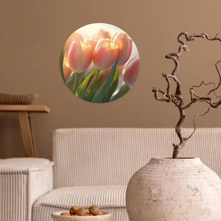 Behangcirkel - Tulpen - Roze - Zonnestralen — 2