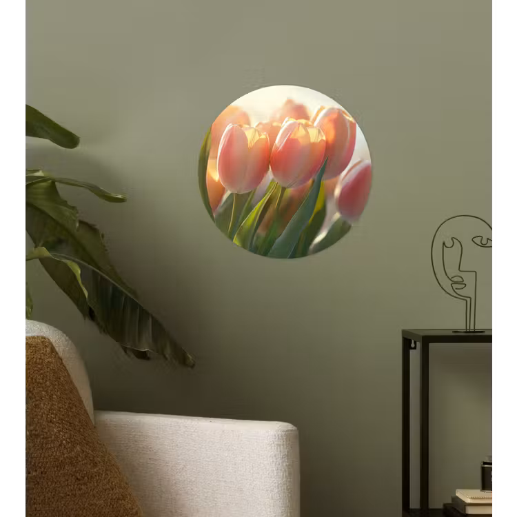 Behangcirkel - Tulpen - Roze - Zonnestralen — 3