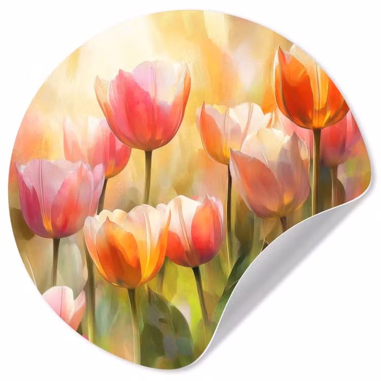 Behangcirkel - Tulpen - Sprookjesachtig - Kleurrijk — 1
