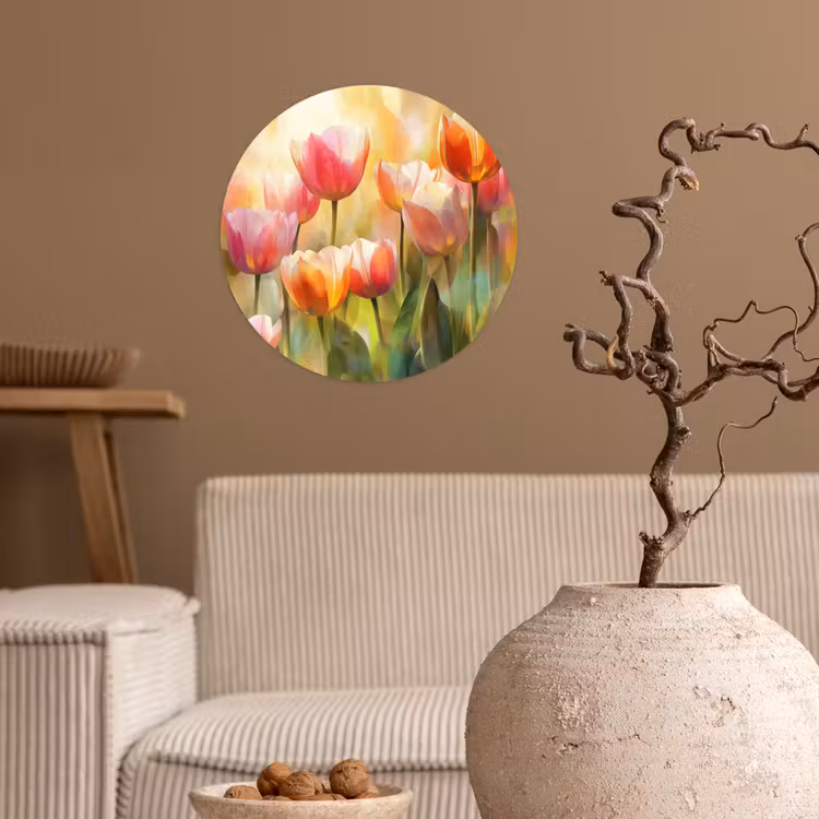 Behangcirkel - Tulpen - Sprookjesachtig - Kleurrijk — 2