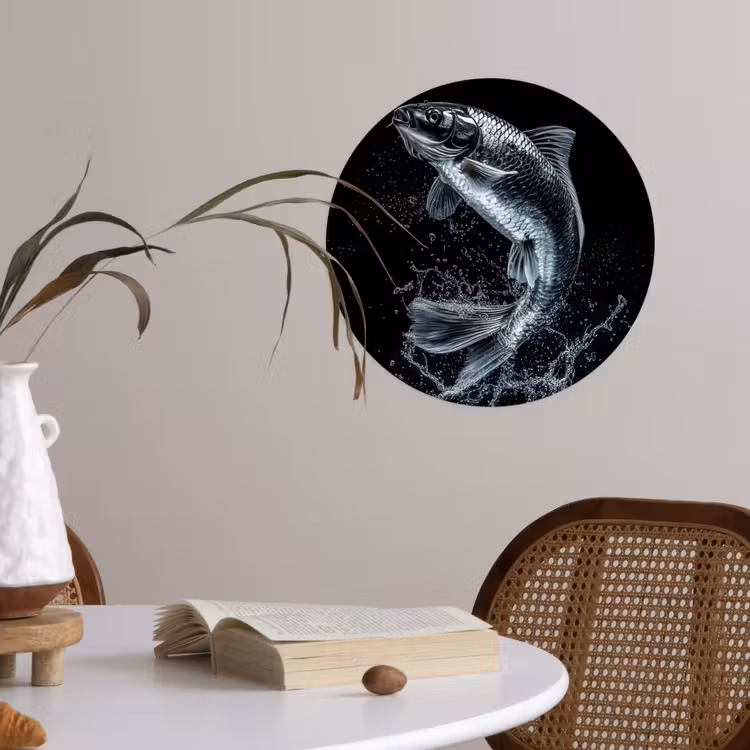 Behangcirkel - Vis - Koi - Zwart - Water — 4