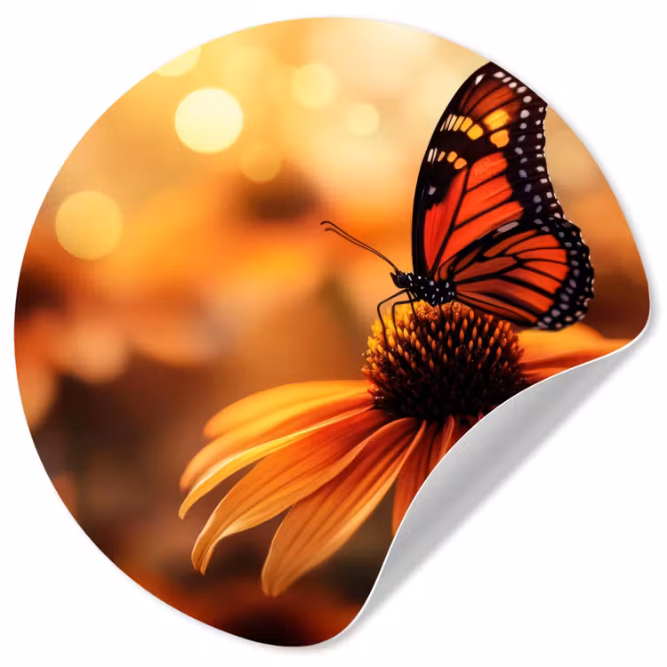 Behangcirkel - Vlinder - Bloemen - Oranje — 1